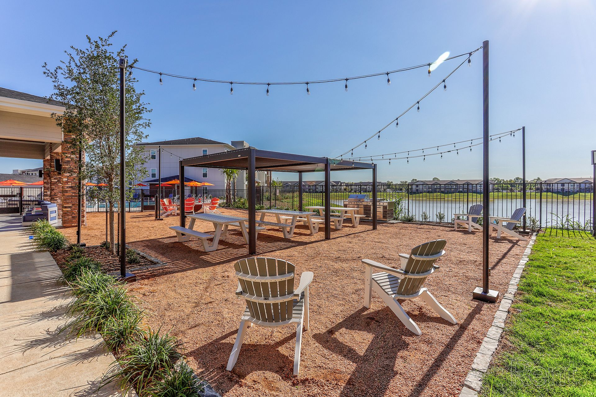 The outdoor lounge at The Verge at Summer Park